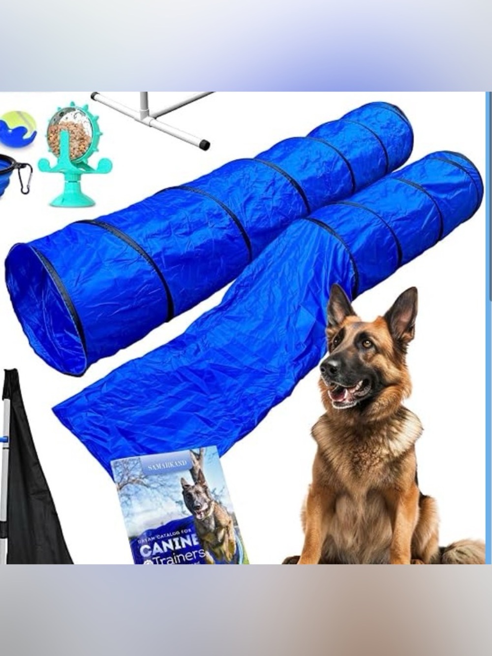 Dog Agility blue Tunnel set portable Training Play 2 tunnels toy